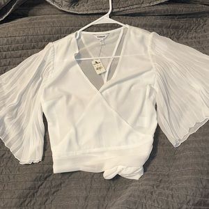 White Crop Tie in the Back Crop Top